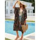 thumbnail image 4 of Traje de baño tipo kimono de chifón Beach Cover Up MayBuy Black-Flower XL, 4 of 6