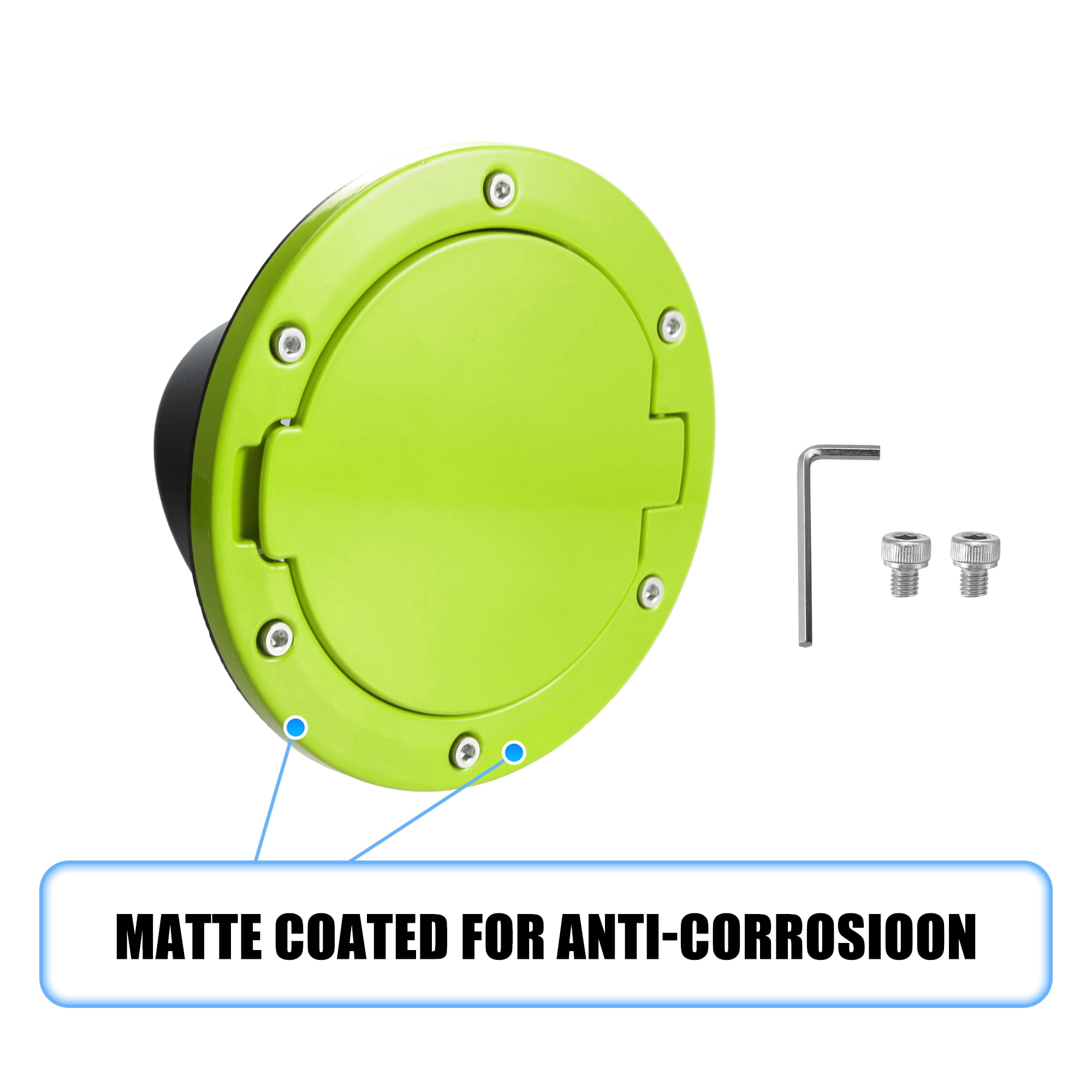 Unique Bargains Green Aluminum Alloy ABS Gas Fuel Tank Cap Cover for Jeep Wrangler 2007-2017 for Jeep Wrangler JK 2018 Locking Fuel Filler Cover Accessories