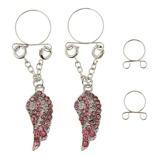 Minnieouse 2Pcs Red Cherry Fruit Rhinestone Stainless Steel Nipplering Ropa, zapatos y accesorios Miscelánea 4 piezas de plata 12 cm