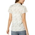 thumbnail image 4 of Allegra K Women's Summer Dots Print Ruffle Stand Collar Button Down Blouse Shirts, 4 of 7