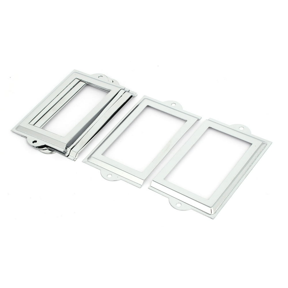 Office File Drawer Tag Label Holders Frames Silver Tone 105mm x 60mm