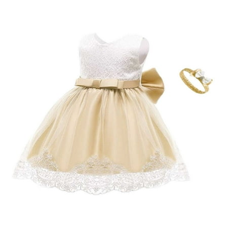 

PEASKJP Hawaiian Dresses for Girls Girls Flower Vintage Floral Lace Short Sleeve Solid Mid-Length Length Dress Solid Casual Dresses for Girls Yellow 4 Years