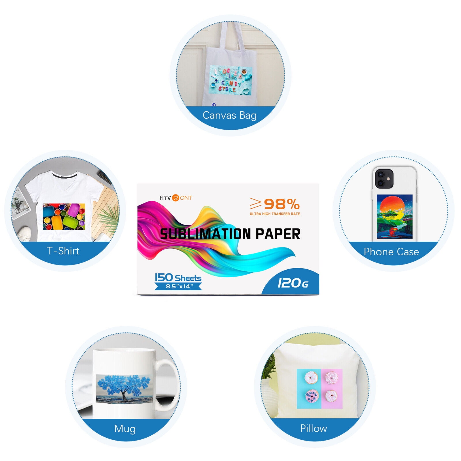HTVRONT 150 Sheets 120gsm Sublimation Paper 8.5"x 14" Compatible with Epson Inkjet Printer