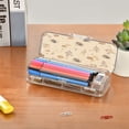 thumbnail image 7 of Plastic Pencil Box Large Capacity Pencil Boxes Clear Boxes with Snap-Tight Lid Stylish Office Supplies Storage Organizer Box Bees and Flowers Pattern, 7 of 7