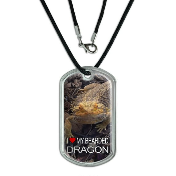 I Love Heart My Bearded Dragon - Beardie Lizard Reptile Dog Tag