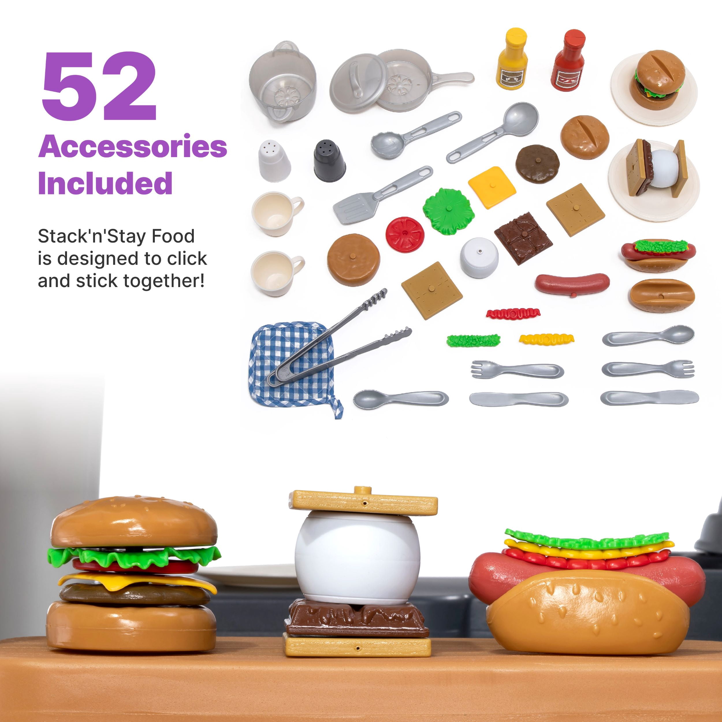 Step2 Adventure Camper Maison de Jeu pour Enfants, Aire de Jeu Intérieure/Extérieure avec Kitchenette, Sons Interactifs de Sonnette, 52 Accessoires de Jeu, Plastique Durable, Pour Tout-Petits de 2 Ans