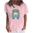 thumbnail image 1 of Camiseta de manga corta de verano de Pascua con cuello redondo suelto informal estampado para mujer Fridja  bn1337, 1 of 5