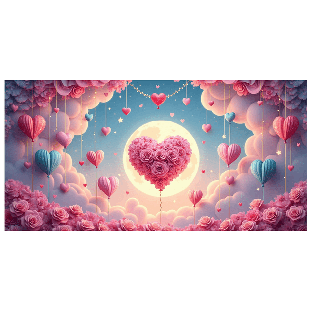 Valentine's Day Heart Love Backdrop Banner Romantic Flower Design Wedding Photo Props Party Decorations Background Event Display