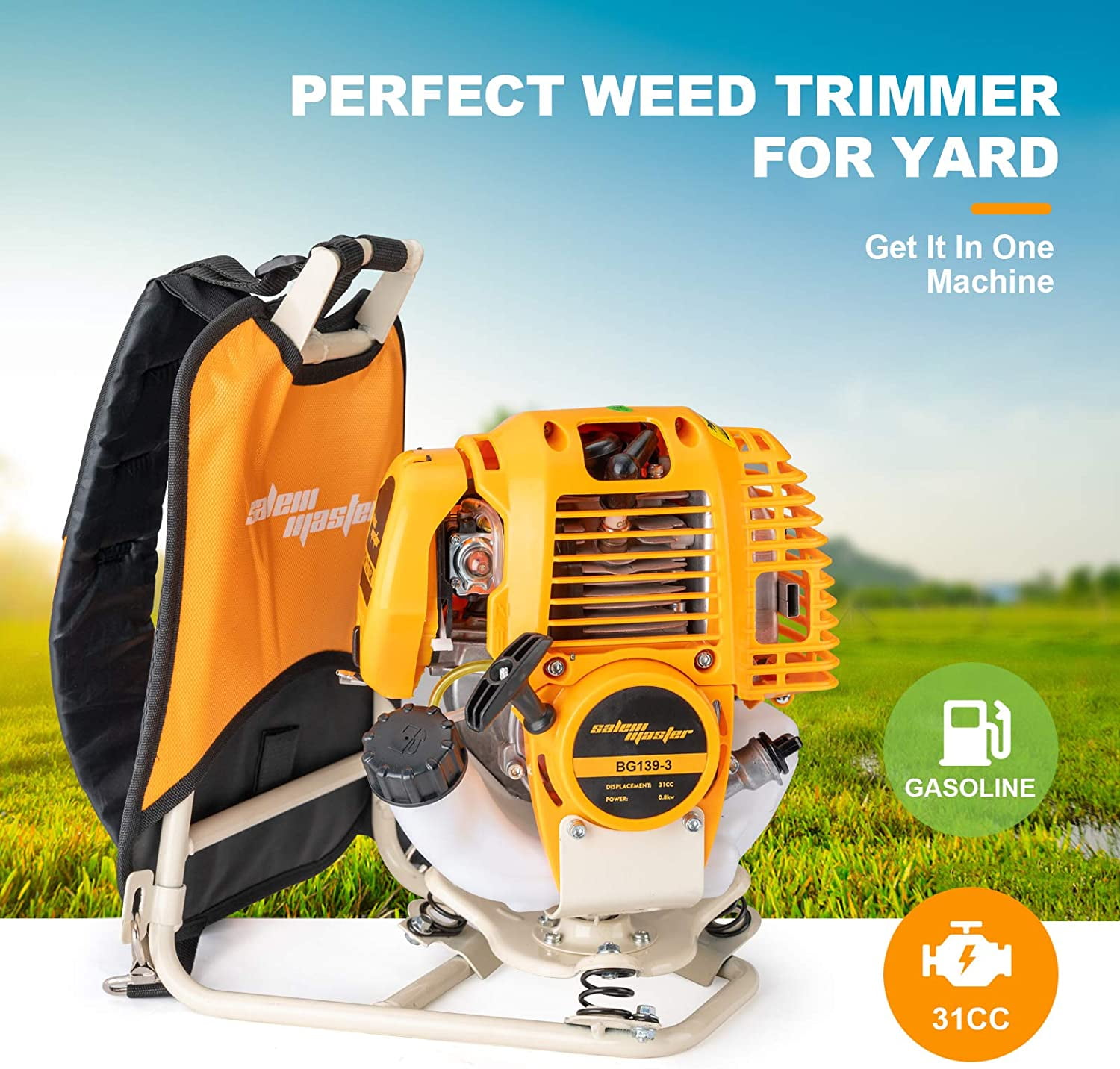 SALEM MASTER 2 in 1 31CC 4 Cycle Gas Powered Weed Eater Stringless Trimmer Brush