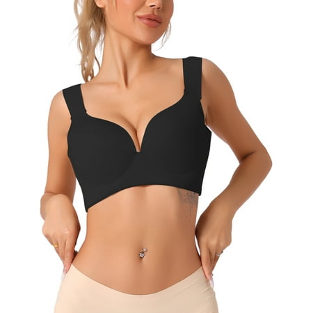 Allegra K Women s Wirefree Bra Full Coverage Push Up Vest Bralette