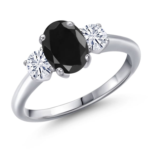 Gem Stone King 925 Sterling Silver Ring Sapphire Moissanite (2.12 Cttw)