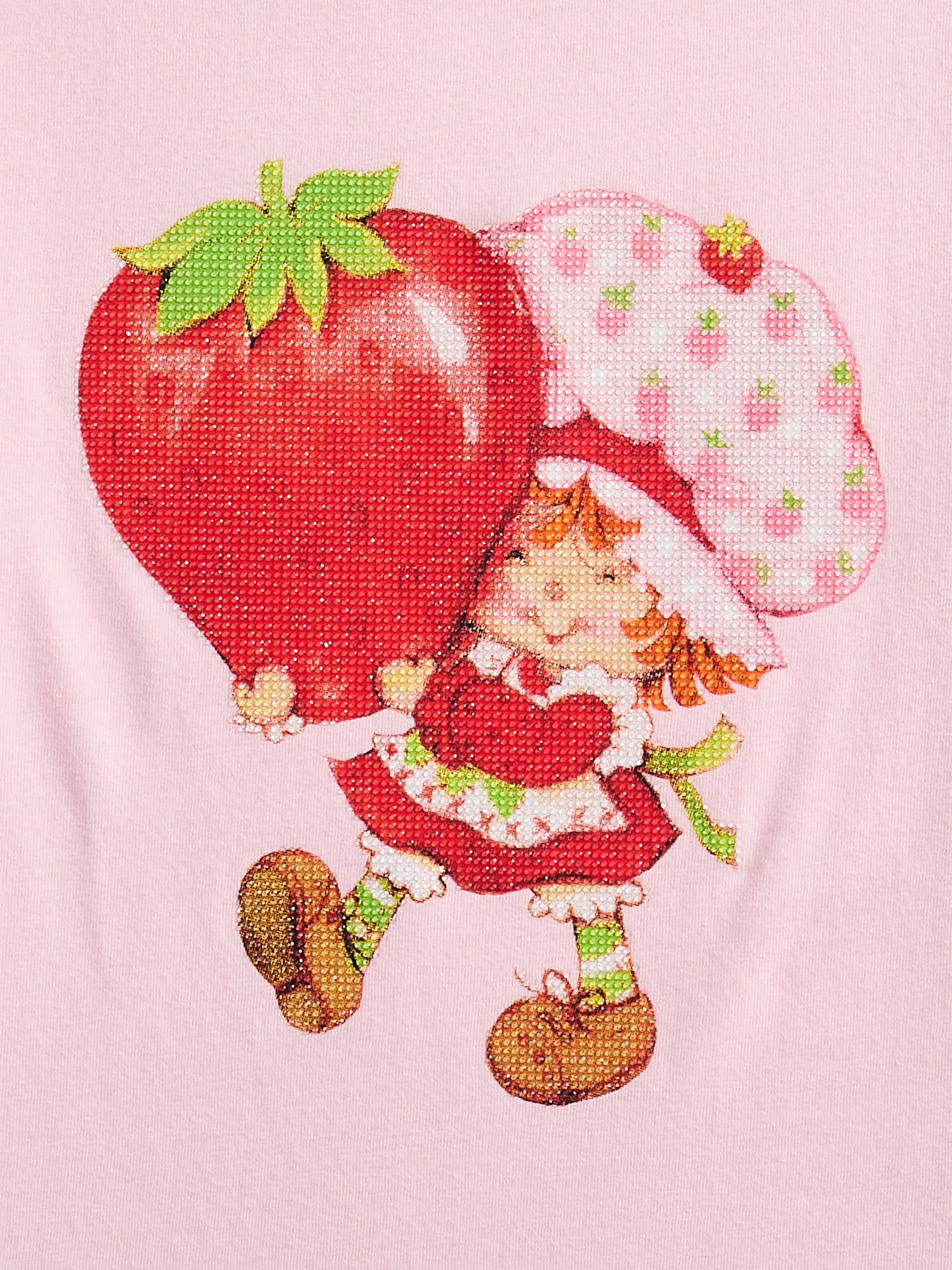 Strawberry Shortcake Girls Embellished Graphic Tee with Short Sleeves, Sizes 4-16