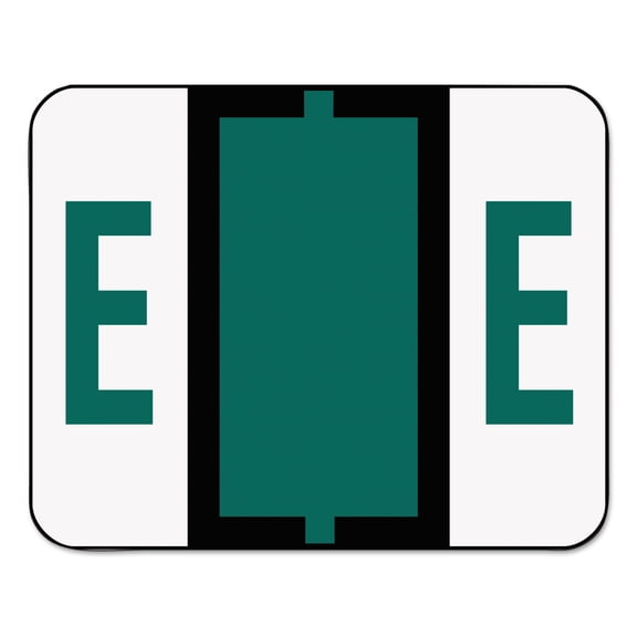 Smead A-Z Color-Coded Bar-Style End Tab Labels, Letter E, Dark Green, 500/Roll -SMD67075