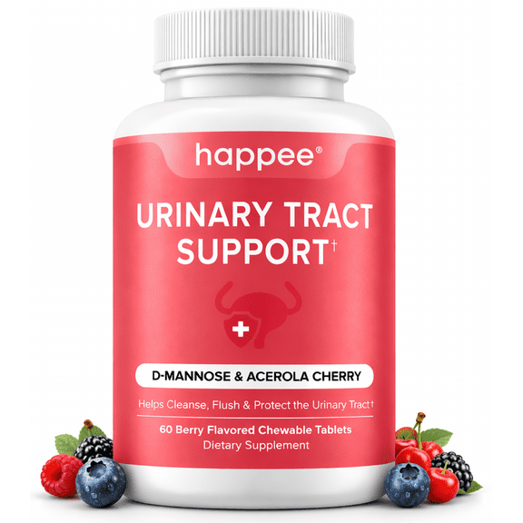 Happee Urinary Tract Health Supplement with D-Mannose – UTI Support, Relief & Prevention - Women & Men - 60 Chewables