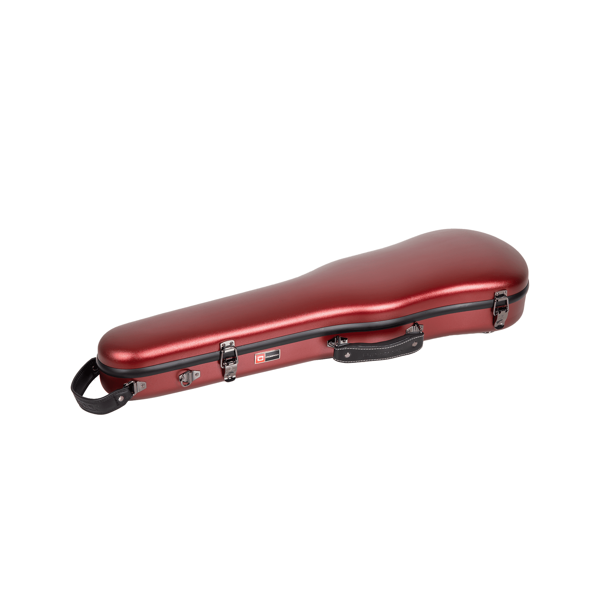 Crossrock Poly Carbon Shaped Case fits 4/4 Full-Size Violin, Includes Protective Blanket, Hygrometer, Accessory Pocket, Detachable Straps -Red