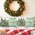 thumbnail image 4 of Christmas Pillow Covers Set of 4, 18 x 18 Inches Throw Pillow Covers, Green-Gray Merry Christmas Tree Truck Hello Winter Cushion Case Christmas Decor Xmas Decorations for Sofa Couch, 4 of 5