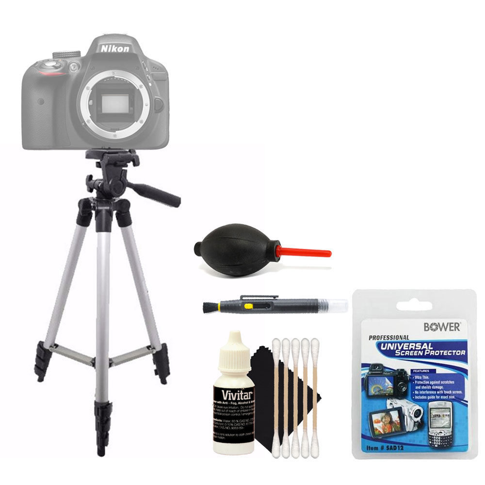 Tall Tripod with Top Cleaning Accessory Kit for Nikon D500 and D5300