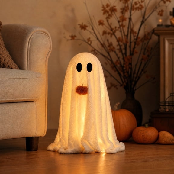 Aonerit 12In Led Ghost Decor, Lighted Halloween Tabletop Prop, Cute Spooky Figure Ornament, Indoor Outdoor Venue Party Decoration