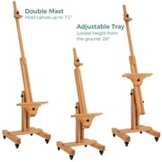 VISWIN Extra-Large Studio Easel, Hold Canvas to 71, Tilts Flat - Natural