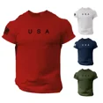 thumbnail image 3 of USA Flag Men T Shirt American Tee Patriotic Gym 100% Cotton S - XXL, 3 of 3