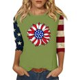 thumbnail image 3 of Camisetas de Manga Corta para las Mujeres Día de la Independencia Patriótica Impresa 3/4 Manga Cuello Redondo, Camiseta Casual para Diarios Y Festivales, 3 of 5
