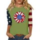 thumbnail image 3 of Camisetas de Manga Corta para las Mujeres Día de la Independencia Patriótica Impresa 3/4 Manga Cuello Redondo, Camiseta Casual para Diarios Y Festivales, 3 of 5