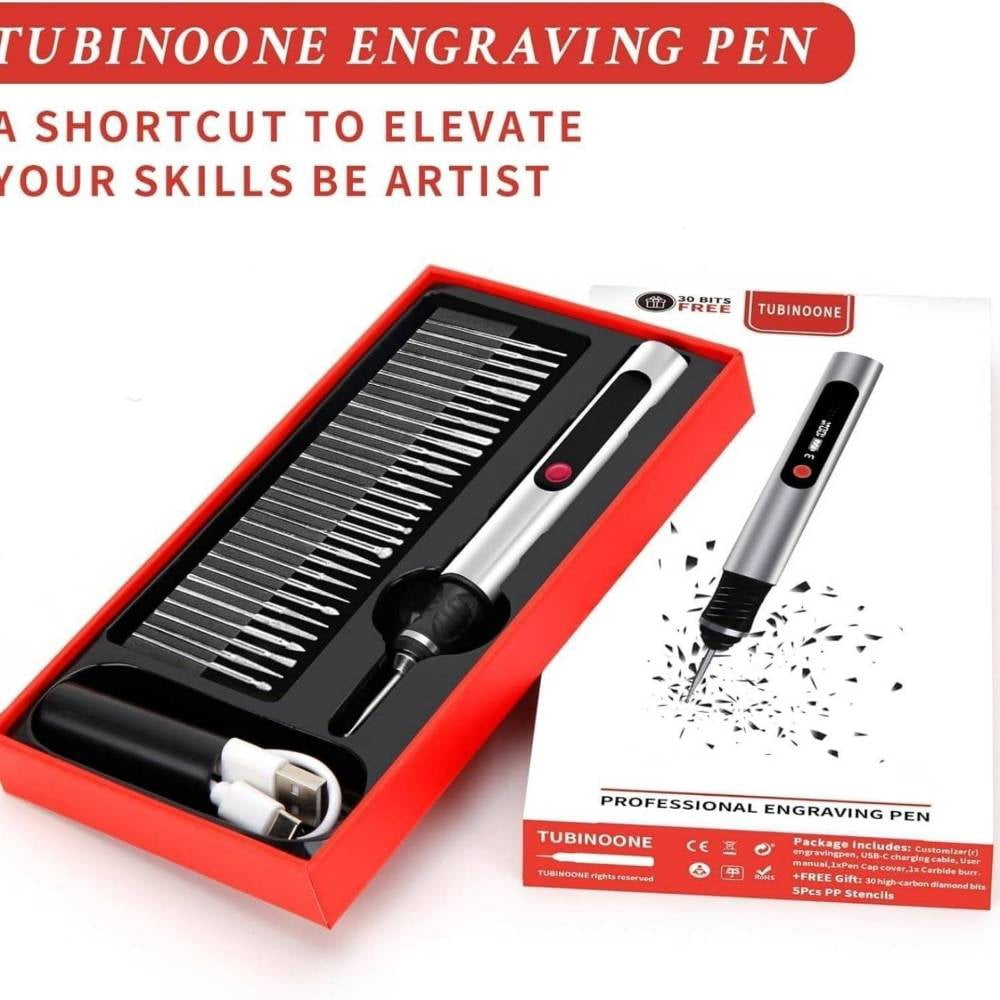 Rechargeable Electric Engraving Pen 3 Speed Adjustable USB Cordless Engraving Tool With 33 Bits For Jewelry Wood Glass Stone Engraving