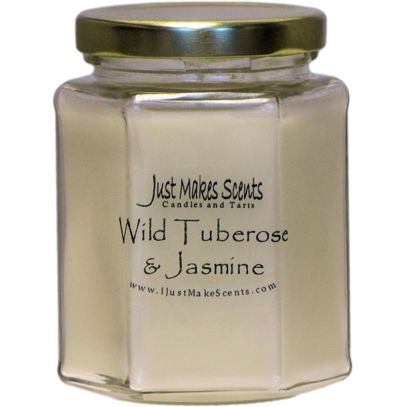 Just Makes Scents 8oz Wild Tuberose & Jasmine Scented Jar Candles with 40 h Burn Time