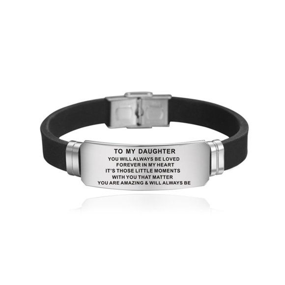 ZTTD TO MY DAUGHTER Stainless Steel Silicone Bracelet Strap Hand Link Day Gift Family Bracelet Bracelet A