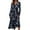 Dark Blue, variant on Women's Autumn Winter Casual Fashion V-Neck Long-sleeved Floral Print Long Dress, Army Green, Size L