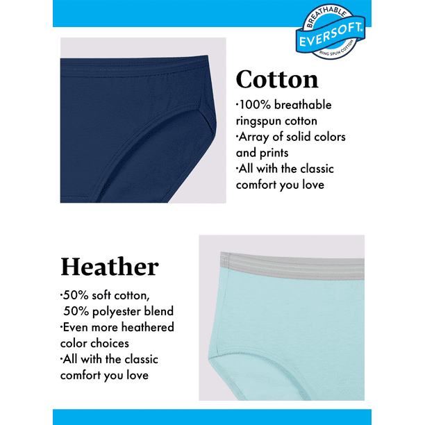 Fruit Of The Loom Womens Heather Brief Panty 6-Pack, 7, Assorted
