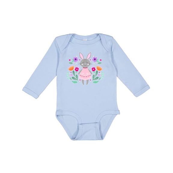 Inktastic Easter Scandinavian Bunny with Flowers Boys or Girls Long Sleeve Baby Bodysuit