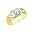 thumbnail image 6 of RYLOS Men's Rings 14K Yellow Gold Classic 7X5MM Oval Gemstone & Diamond Ring Aquamarine March Birthstone Rings For Men Size 13, 6 of 7