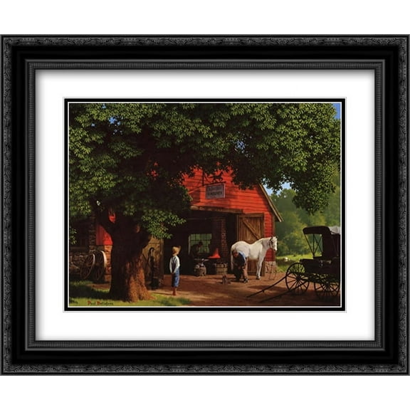 Horse and Buggy Days 2x Matted 24x20 Black Ornate Framed Art Print by Paul Detlefsen
