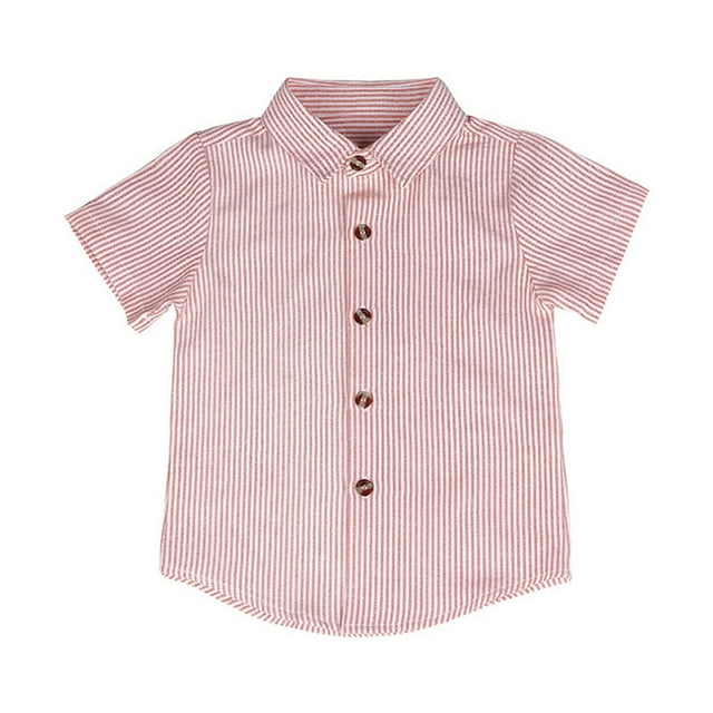 Zpanxa Chemises Fille Ado Rayées Fines Col Rabattu Bouton Poche Manches Courtes Haut Coton 5 Ans