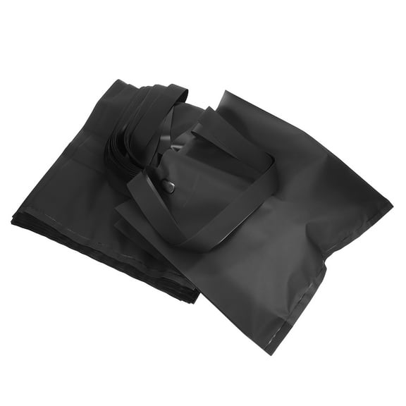 GOOHOCHY 50pcs Shoulder Tote Bags Frosted Translucent Tote Boutique Bags Large Plastic Bags Shopping Bags For Small Business Black
