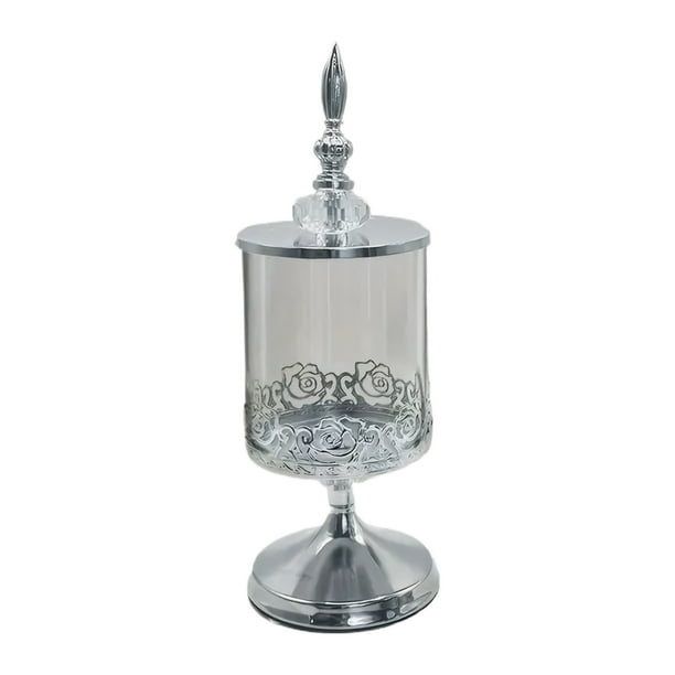 Injueey Frascos de vidrio retro para almacenamiento en seco, apariencia de alto nivel y tanque de almacenamiento cubierto de vidrio duradero. Almacenamiento y organización del hogar Plata Trompeta