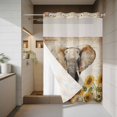 thumbnail image 4 of Farmhouses No Hook Shower Curtain with Snap in Liner Elephants And Sunflowers Vintage Brown Background Waterproof Bathroom Shower Curtain with See Through Top Window for Bathtub 72" x 84", 4 of 9