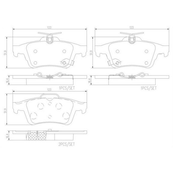 Brembo OE P24216N Rear Premium Ceramic Brake Pads for Ford Focus and EcoSport
