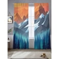 thumbnail image 2 of Orange Mountain Sheer Curtains 108 Inch Length 2 Panels for Living Room, Farmhouse Blue Forest Trees Nature View Voile Kitchen Curtain Set, Luxury Privacy Drapes Window Treatment for Bedroom, 2 of 7