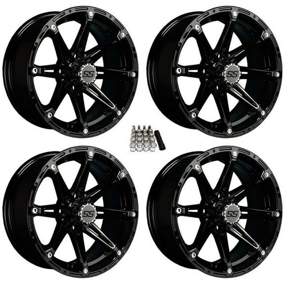 GTW Elemet 14" Golf Cart Wheels/Rims Black Yamaha