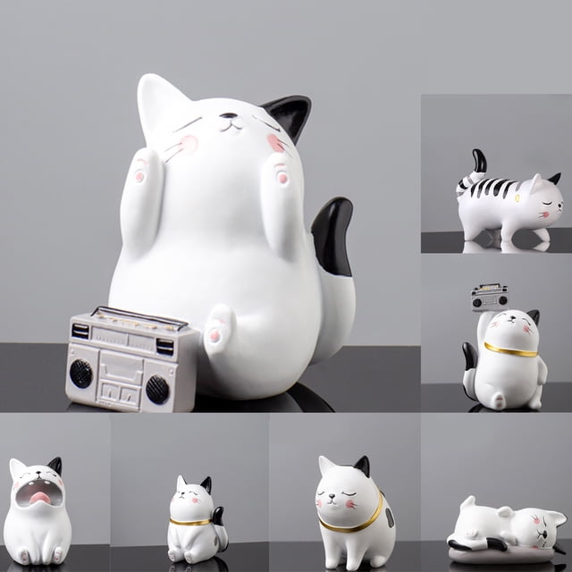 Gwong Decoración hogareña Adorno de gato de dibujos animados de la resina de la resina de la resina coleccionable de la forma del gatito para el regalo Gwong 21063645