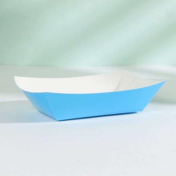 Disposable Snack Trays, Colored Paper Food Boats with Coated Interior, No-Fold Open Containers for BBQ, Hot Dogs, Food, Picnic Parties and Casual Gatherings