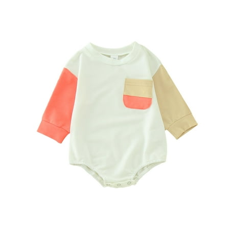 

Bjutir Toddler Boys Girls Bodysuits One-Pieces Spring Autumn Clothes Cotton Baby Bodysuit Romper Patchwork Colours 12-18 Months