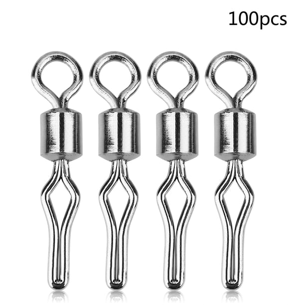 100 conectores giratorios de acero inoxidable duraderos para anzuelos y señuelos, aparejos de pesca (n.° 6)