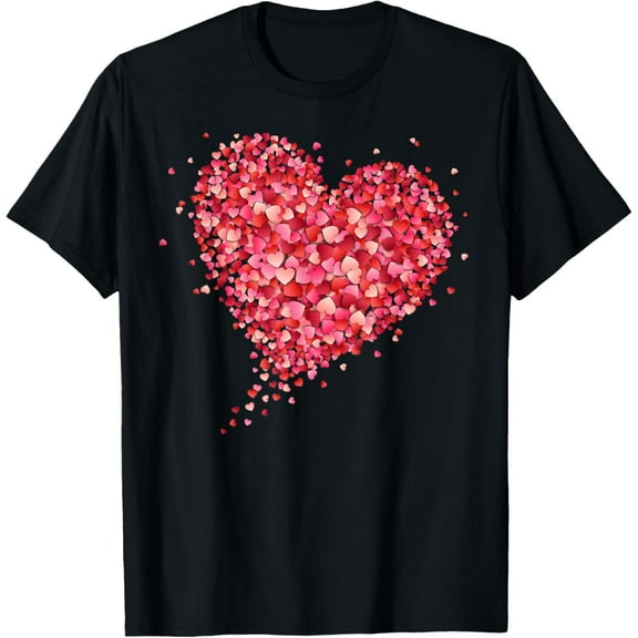 Love Heart Graphic Valentine's Day Womens Girls Boys Hearts T-ShirtMen's and women's gift, black and white T-shirt, size: Extra large S-4XL