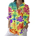 thumbnail image 2 of YLHFASHION Chemise à Imprimé Floral Rétro pour Femmes, Imprimé Géométrique Abstrait, Chemise à Imprimé Artistique, Chemise Décontractée à Imitation Ligne, Col en V, jusqu'à 50 % de Rabais, Chemises pour Femmes, 2 of 4