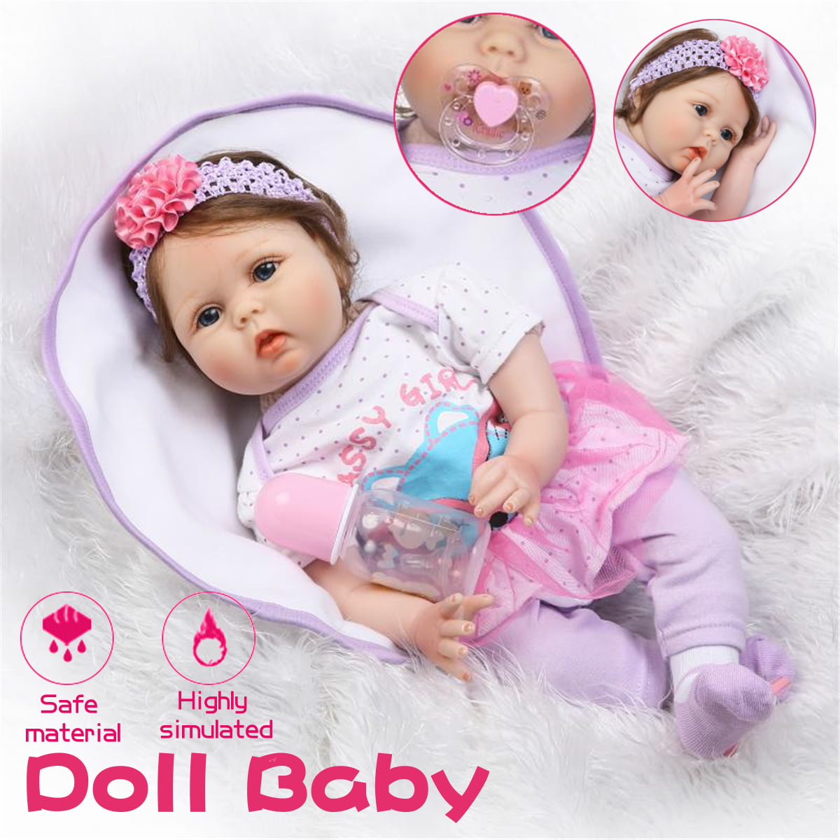 17"Full Body Silicone Reborn Baby Doll Lifelike Anatomically Girl Doll Xmas Gift