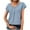 Blue, variant on cfhntfmh Summer Tops for Women Short Sleeve Button down Crewneck Textured T-Shirts Casual Solid Color Vacation Blouses