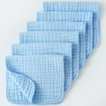 thumbnail image 2 of GXWEA Baby Stuff Girl Burp Cloths Muslin Burp Cloths 100% Cotton Muslin Cloths Large 20''X10'' Extra Soft And Absorbent 6 Pack Baby Burping Cloth For Boys And Girls Blue, 2 of 5